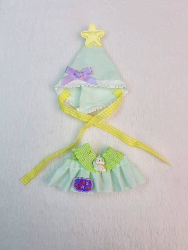 Unicorn Charm Green Outfit for 17cm Dolls | Headband + Skirt Set