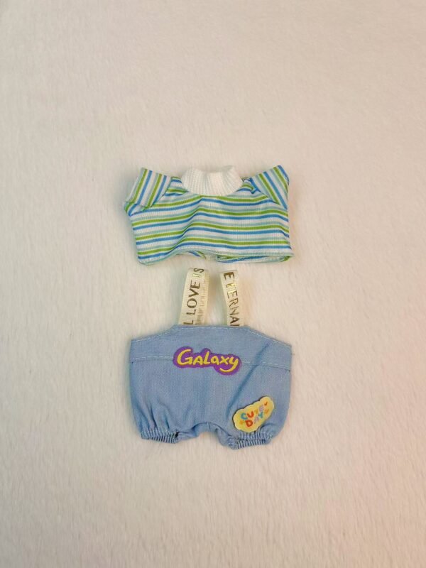 Green Stripe Top & Suspender Pants Set for 17cm Dolls
