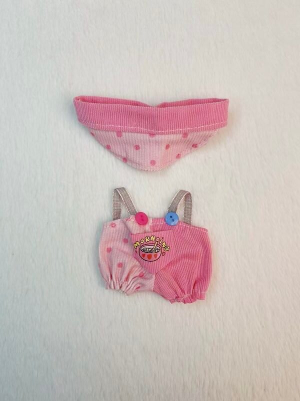 Pink Overall Set for 17cm Dolls | Headband + Suspender Pants