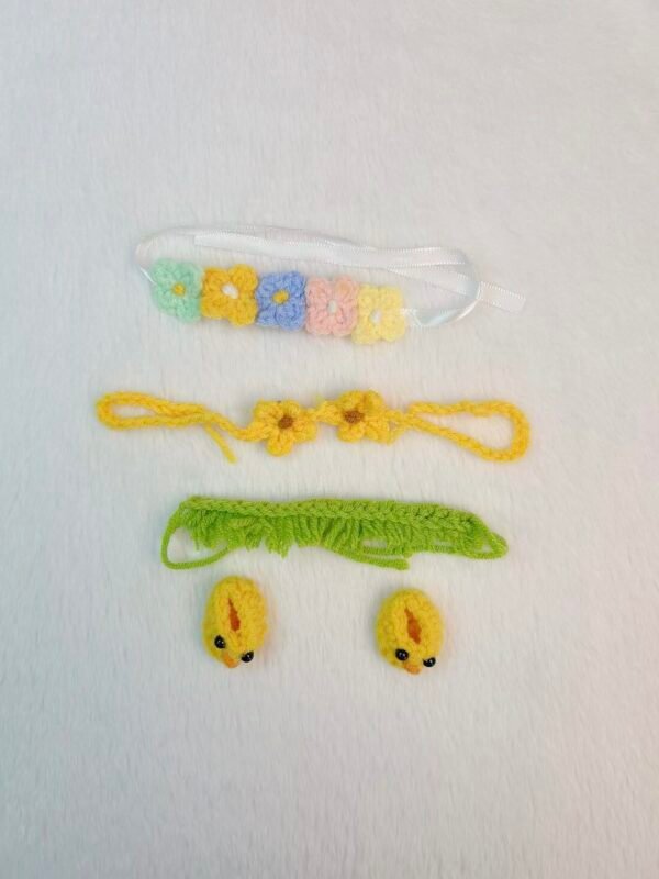 Tropical Knit Bikini Set for 17cm Dolls | Chick Shoes + Headband + Grass Skirt + Top