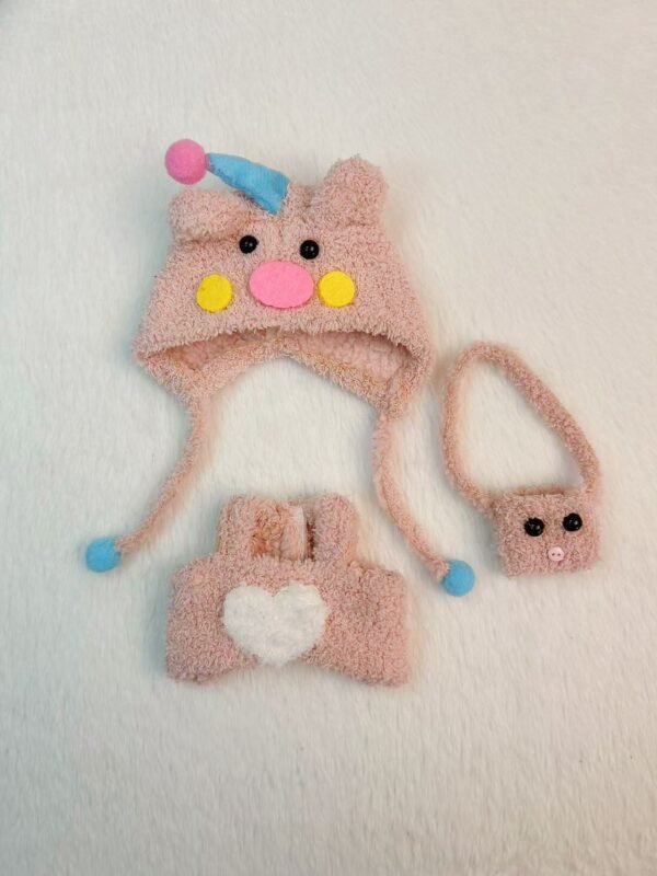 Piggy Pajama Set for 17cm Dolls | Hood + Outfit + Mini Pig Bag
